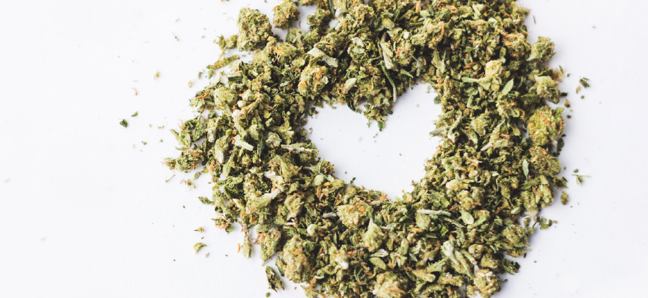 cannabis in the shape of a heart